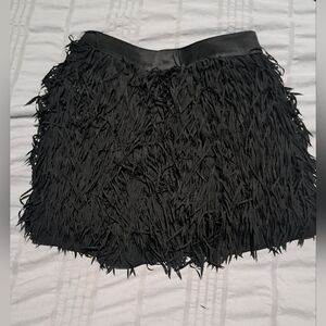Chic Black Fringe Mini Skirt